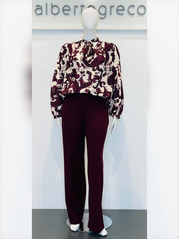 Blusa curvy fantasia pasley con scollo a fiocco