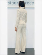 Giacca collo a coreana con drappeggio in vita