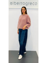 Maglia girocollo in misto mohair