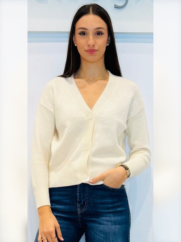 Cardigan over con davanti ricamato