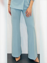 Pantaloni palazzo in crepe con dettagli in raso
