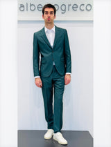 Abito due bottoni in tessuto spinato