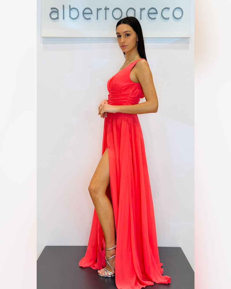 Abito lungo con cintura drappeggiata – Alberto Greco