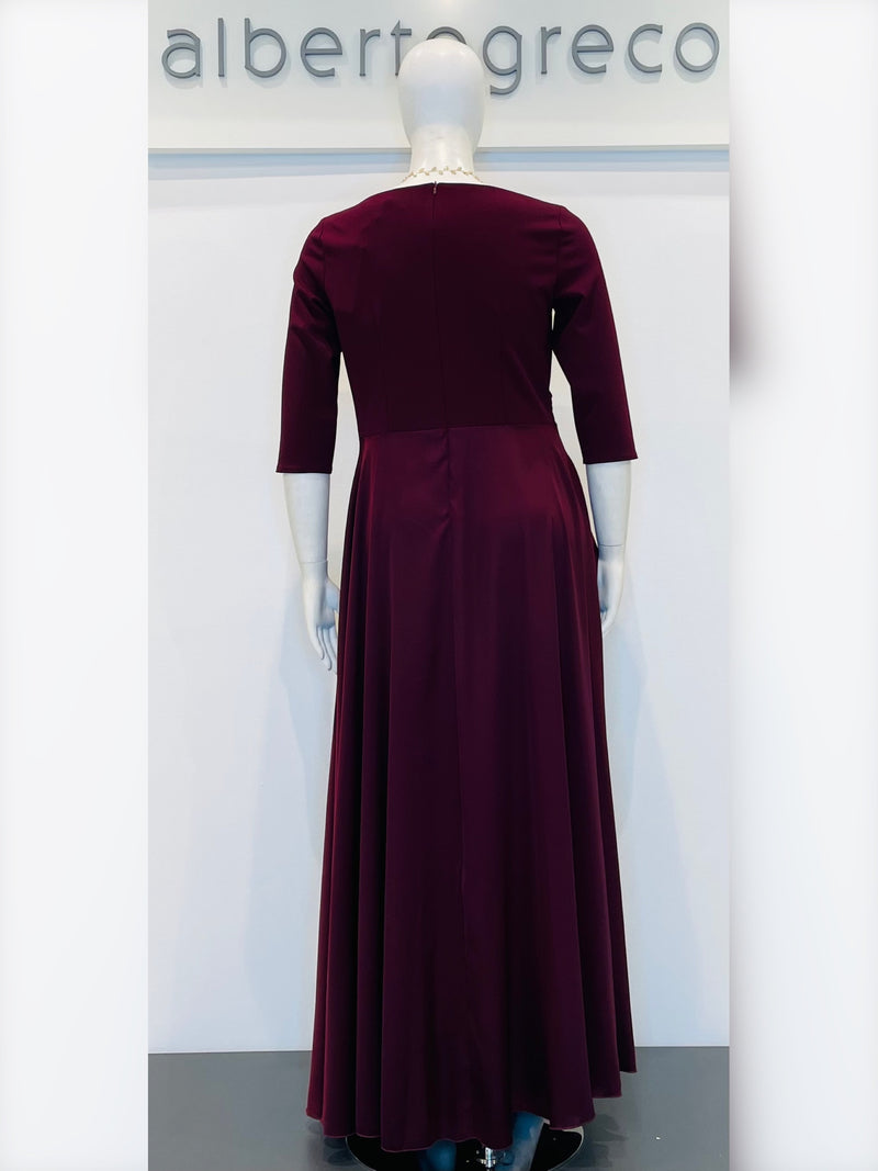 Abito lungo curvy con gonna in raso