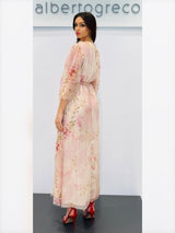 Abito lungo in organza fantasia