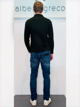 Maglia operata a dolcevita con zip