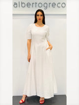 Abito lungo in tessuto goffrato