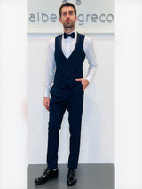 Completo cerimonia con giacca con rever con inserto in raso