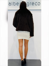 Eco pelliccia corta con collo a camicia