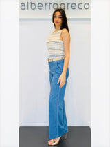Top in maglia motivo a zig zag