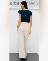 Blusa in georgette con maniche con motivo a rouches