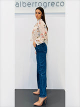 Camicia crop in fantasia floreale