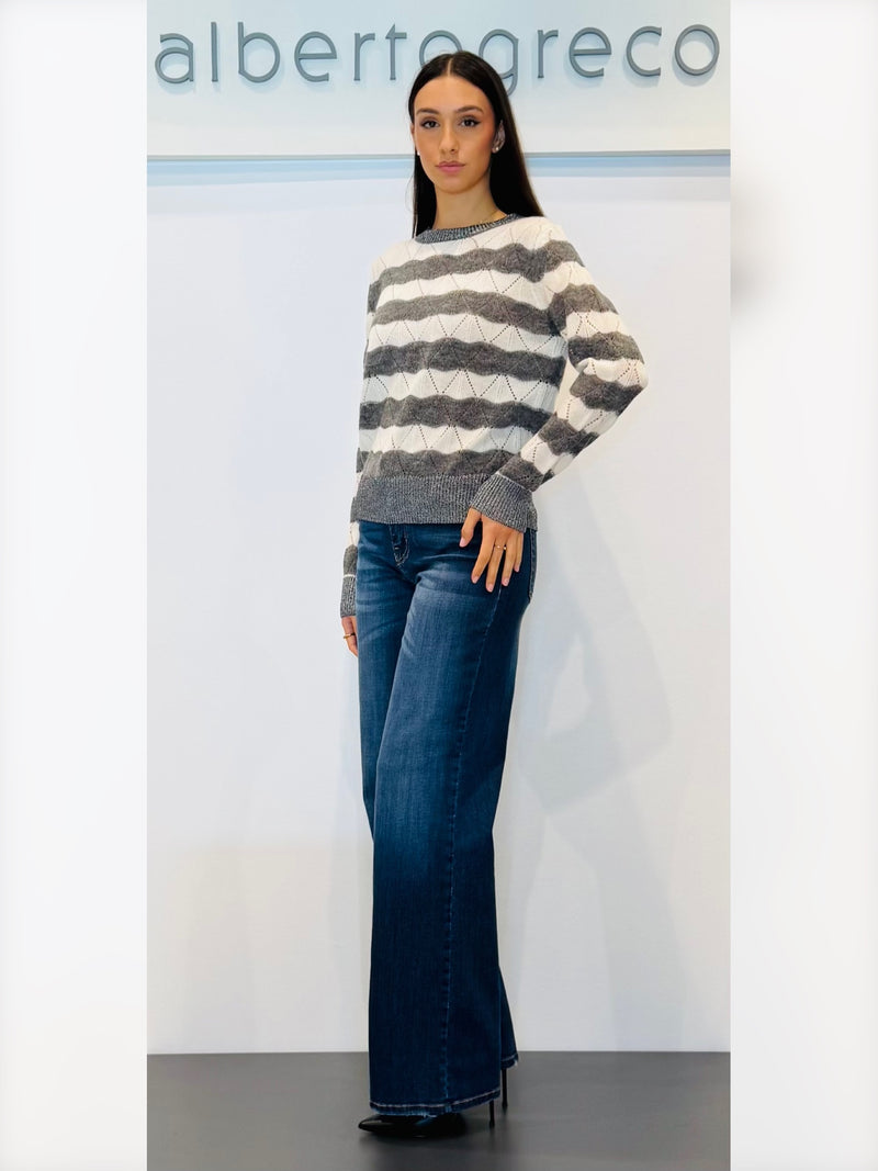 Maglia donna traforata bicolor