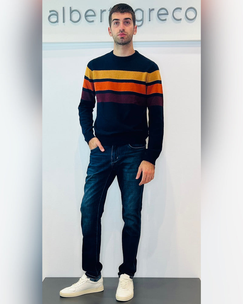 Maglia uomo a righe multicolor