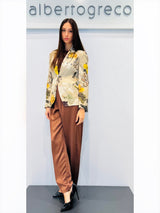 Giacca in raso fantasia un bottone