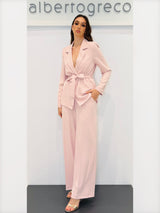 Tailleur pantaloni con giacca con cintura annodabile