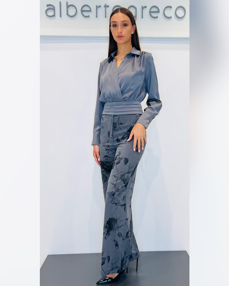 Pantaloni a palazzo fantasia floreale
