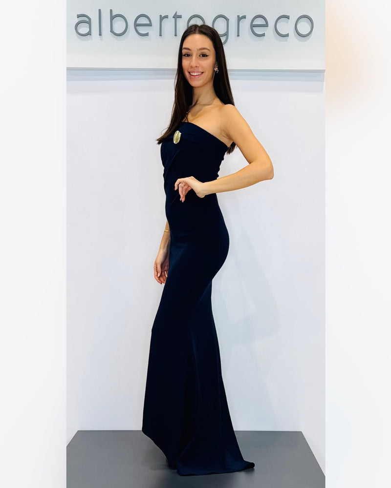 Abito lungo a sirena bustier in crepe