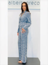 Pantaloni palazzo donna in tessuto goffrato